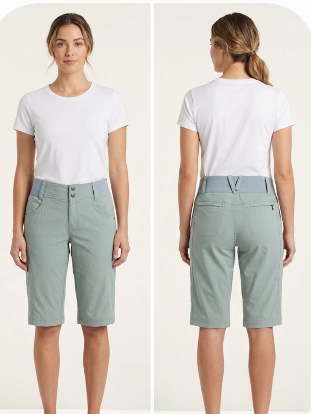 Title Nine Womens Clamber Bermuda Sage Green Shorts